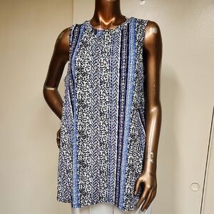 Apt. 9 Blue and Black Patterned Tunic